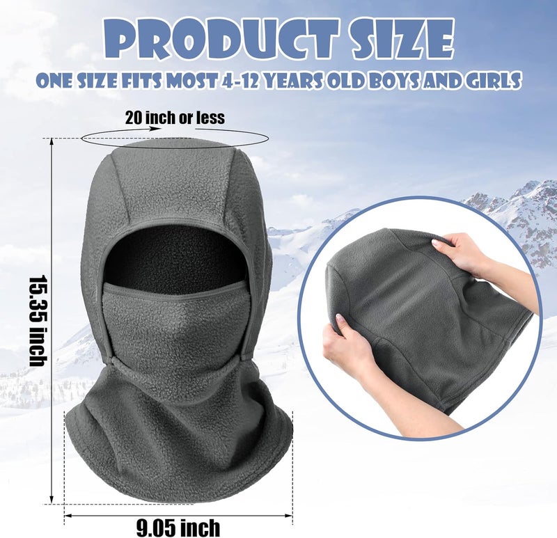 Funtery 4 Pcs Winter Kids Balaclava Face Mask for Boy Girl Warm Windproof Fleece Face Mask for Skiing Cycling Gear - Image 3